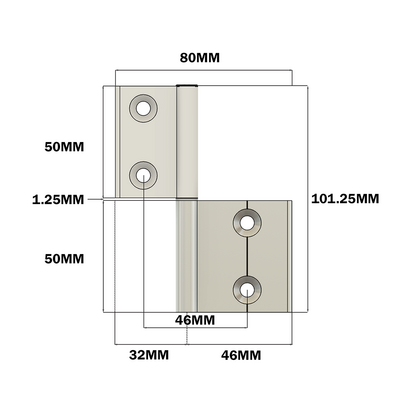 51-345-1SS MODULAR SOLUTIONS LIFTOFF  WITH STAINLESS STEEL HARDWARE 30 & 45 SERIES TRANSITION HINGE
